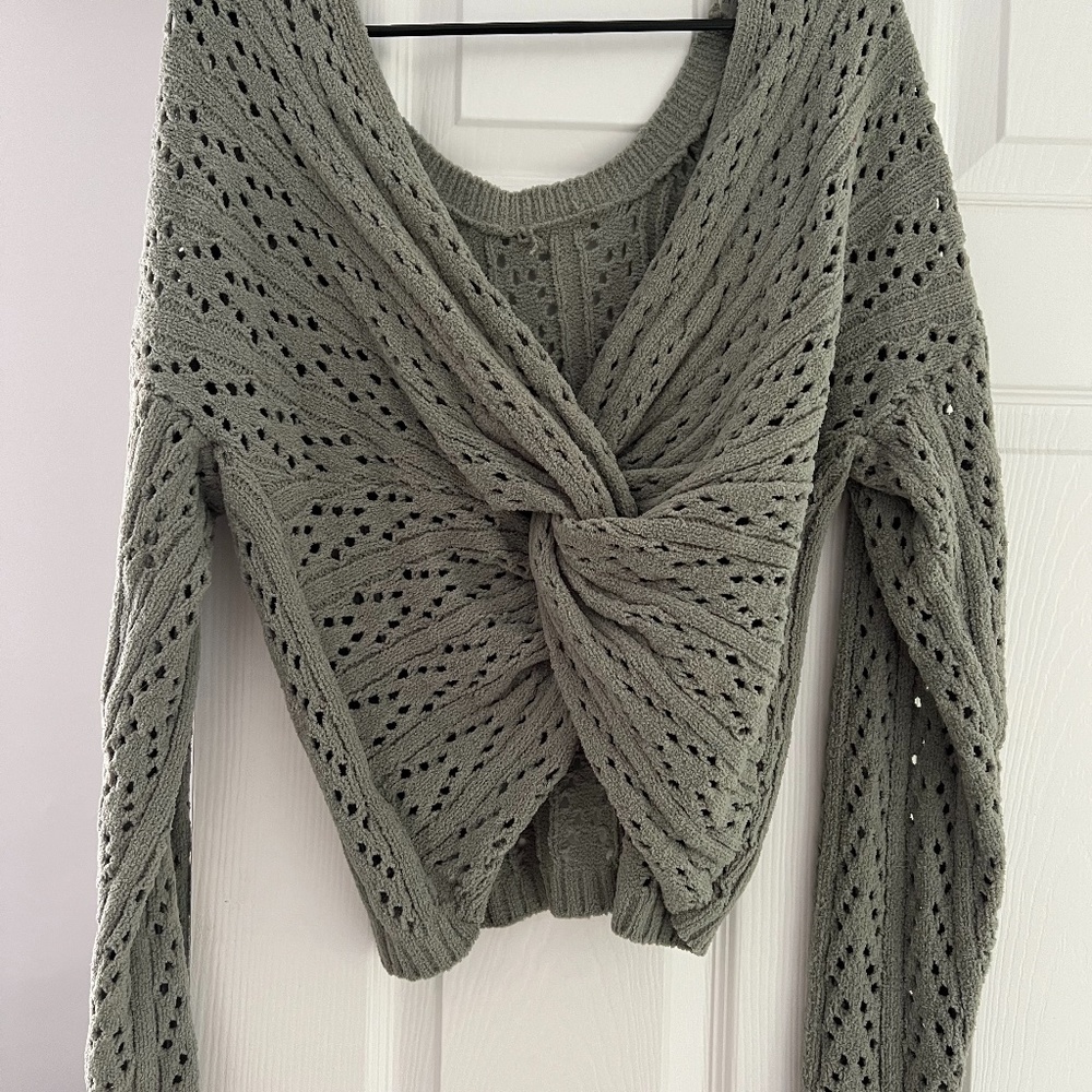 Green Open Knit Sweater